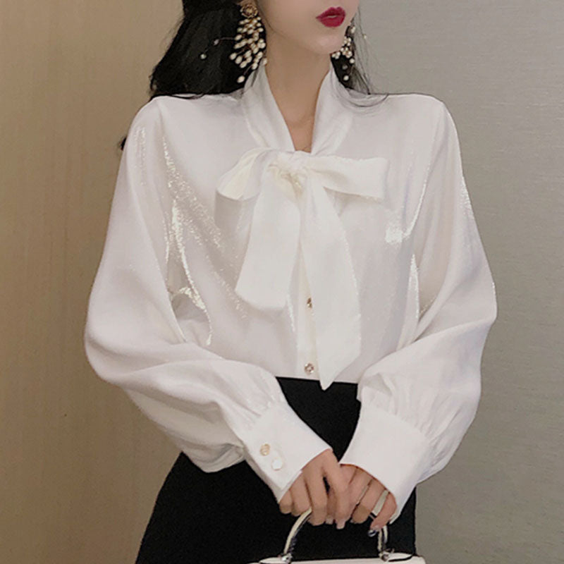 ファッション 無地 韓国系 ルーズ リボン スウェット トップス シャツ