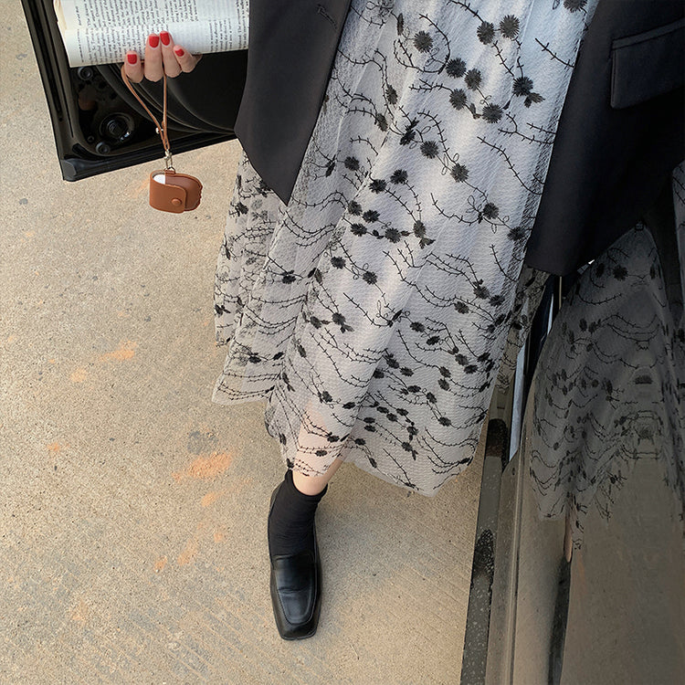 Theoneshops秋 ファッション 洋服 服 通販 気質 ハイウエスト 刺繍 スカート