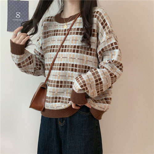 レトロ スウェット ルーズ カジュアル 合わせやすい 韓国 セーター