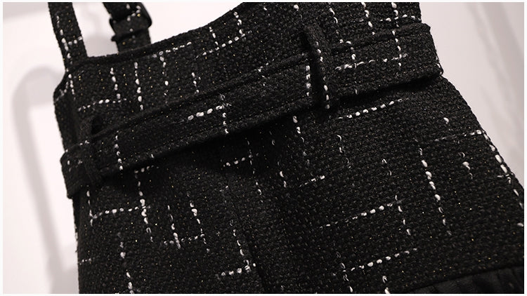 Theoneshopsファッション洋服ブラックハイネックニットセーター×無地ストラップドレス２セット
