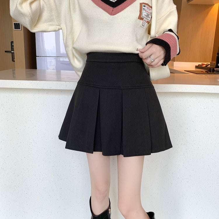 Theoneshopsファッション レディース レトロ 3色選択可 学園風 フェミニン 韓国通販 Aライン 秋冬 ウール スカート