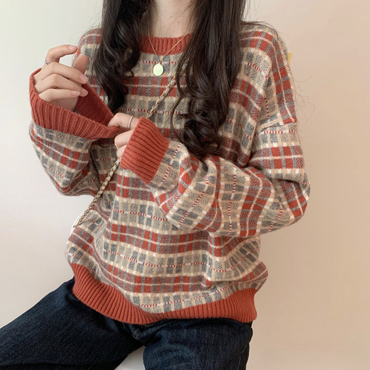 レトロ スウェット ルーズ カジュアル 合わせやすい 韓国 セーター