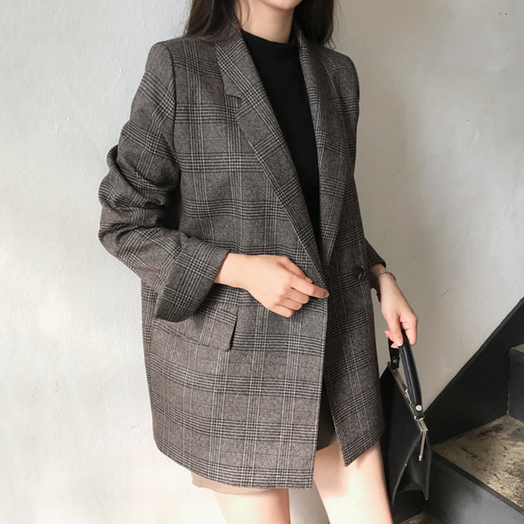 Theoneshopsレディース ファッション チェック柄 レトロ 気質 韓国ファッション コート