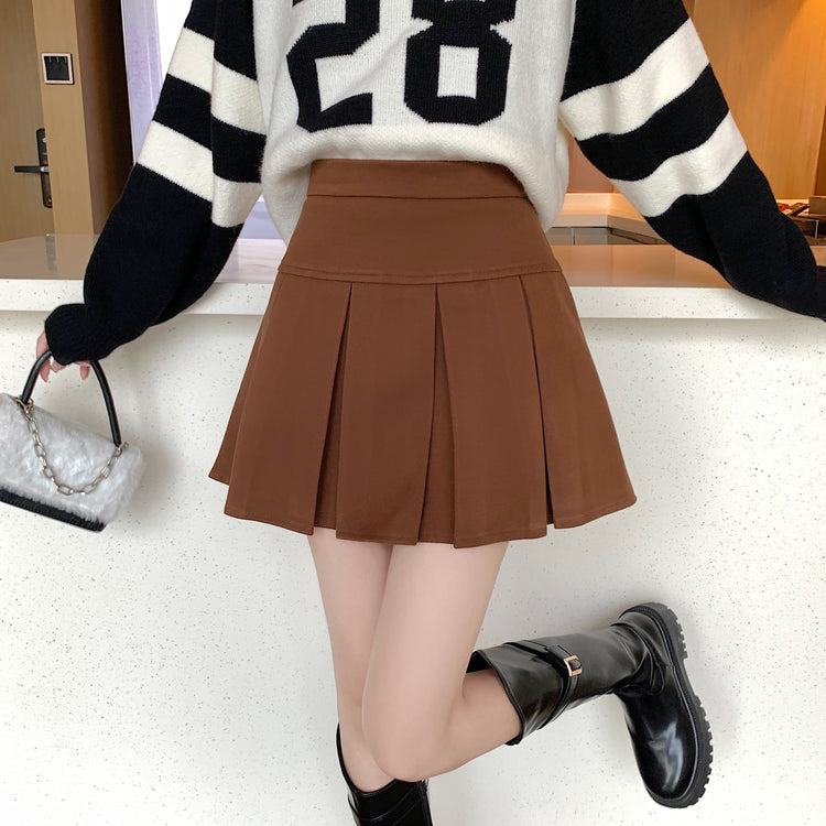 Theoneshopsファッション レディース レトロ 3色選択可 学園風 フェミニン 韓国通販 Aライン 秋冬 ウール スカート
