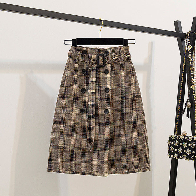 Theoneshopsレディース ファッションスウェットレトロセーター×チェック柄スカート２セット