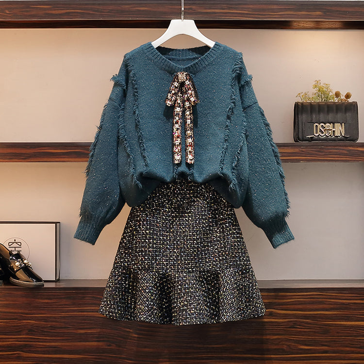 Theoneshopsファッション スウェット 可愛い服  オシャレ ニットセーター スカート セットアップ