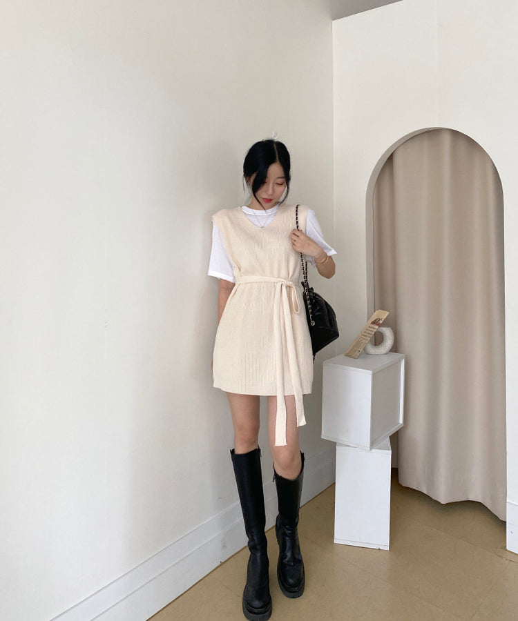 Theoneshops秋 ファッション 洋服 ブランド 服 通販 気質 ノースリーブ Vネック ニットベスト